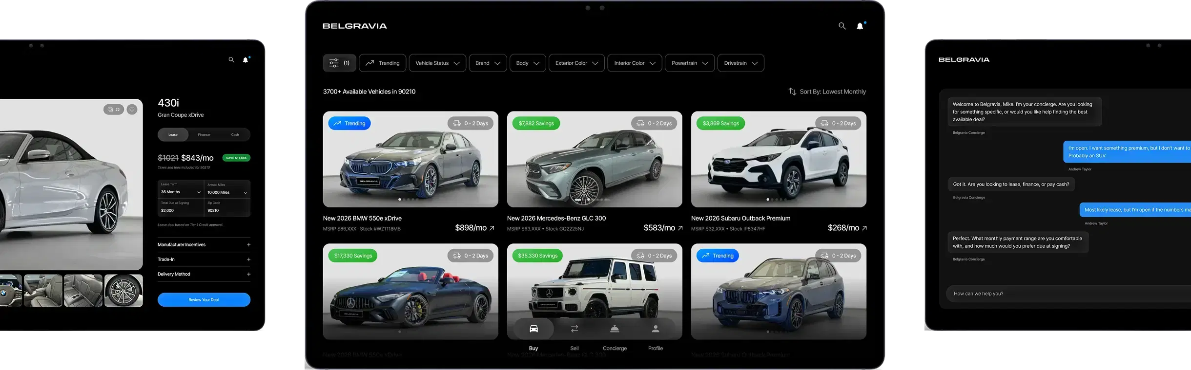 Belgravia private marketplace with real inventory and payment customization